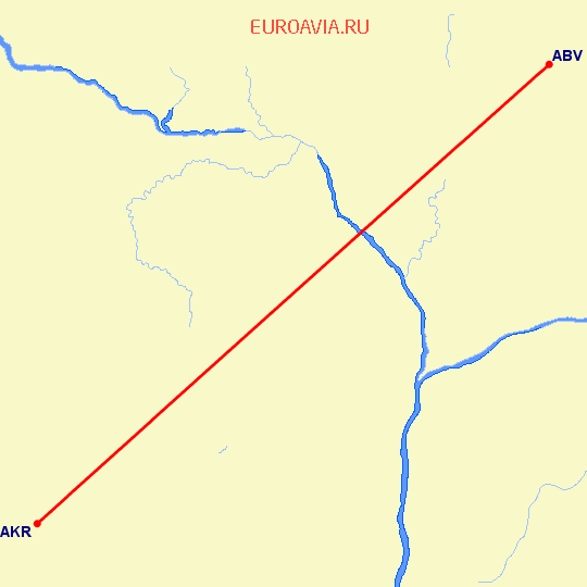 перелет Акере — Абуджа на карте