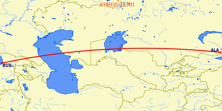 перелет Алматы — Батуми на карте