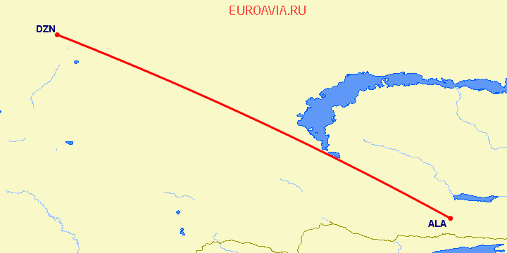 перелет Алматы — Жезказган на карте