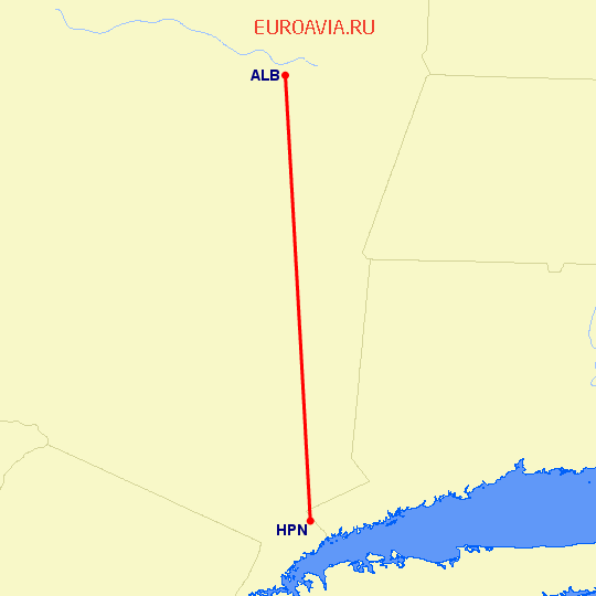 перелет Олбани — White Plains на карте