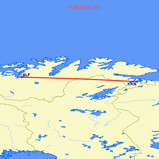 перелет Альта — Киркенес на карте