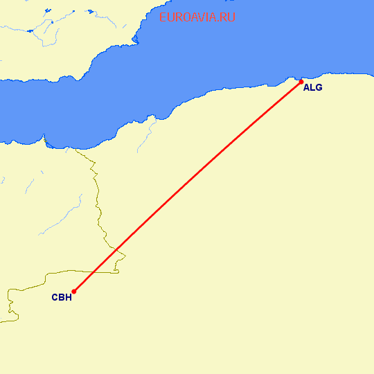 перелет Алжир — Bechar на карте