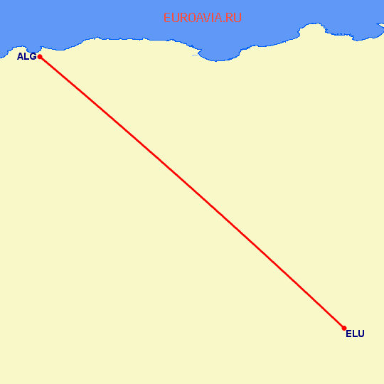 перелет Алжир — El Oued на карте