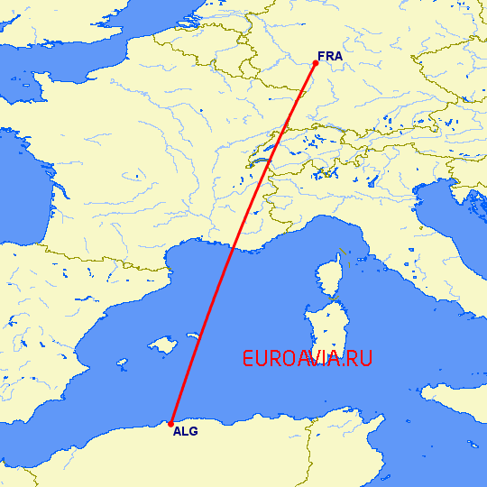перелет Алжир — Франкфурт на Майне на карте
