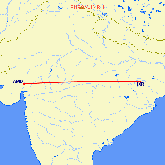 перелет Ахмедабад — Ранчи на карте