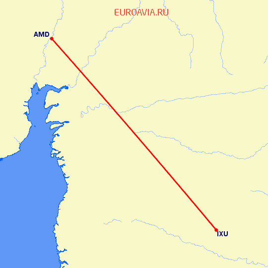 перелет Ахмедабад — Аурангабад на карте