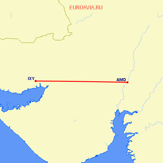 перелет Ахмедабад — Кандия на карте