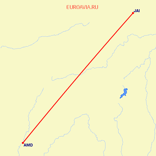 перелет Ахмедабад — Джайпур на карте