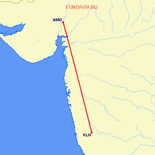 перелет Ахмедабад — Колхапур на карте