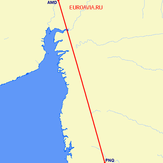 перелет Ахмедабад — Пуне на карте