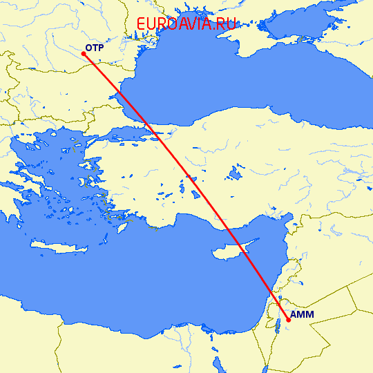 перелет Амман — Бухарест на карте