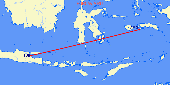перелет Амбон — Сурабайя на карте