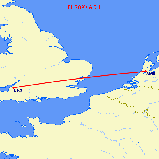 перелет Амстердам — Бристоль на карте