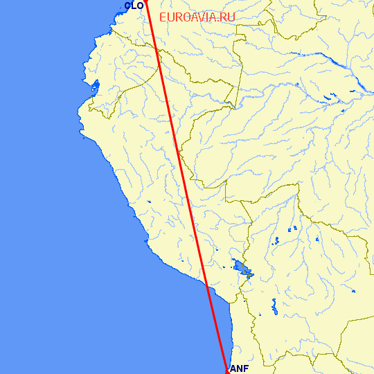 перелет Антофагаста — Кали на карте
