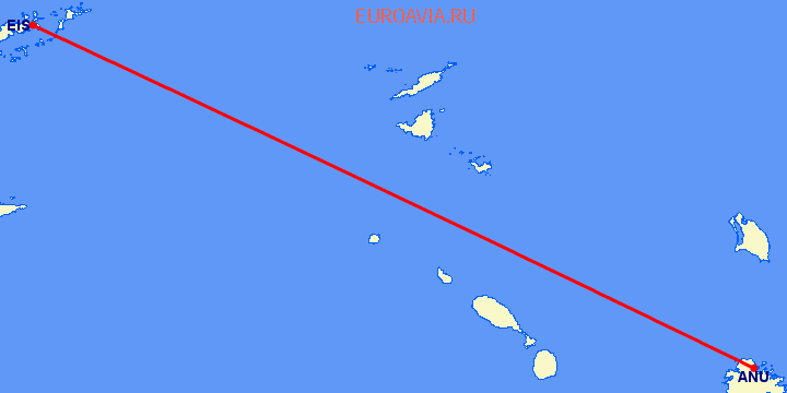 перелет Сент Джонс — Beef Island на карте