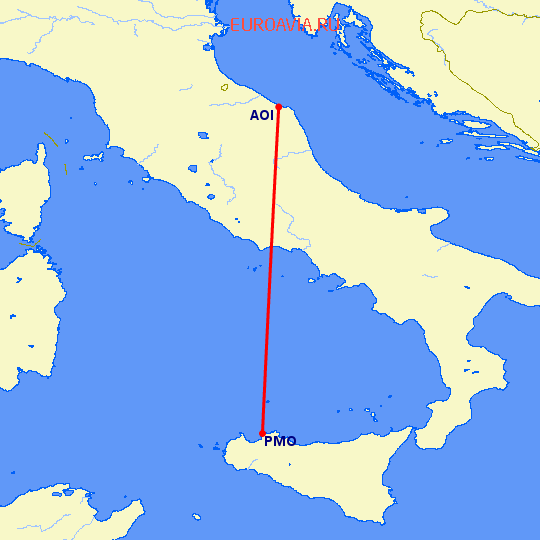 перелет Анкона — Палермо на карте
