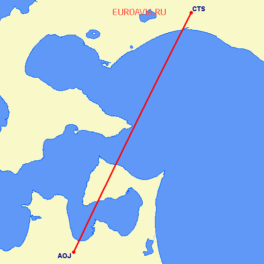 перелет Аомори — Саппоро на карте