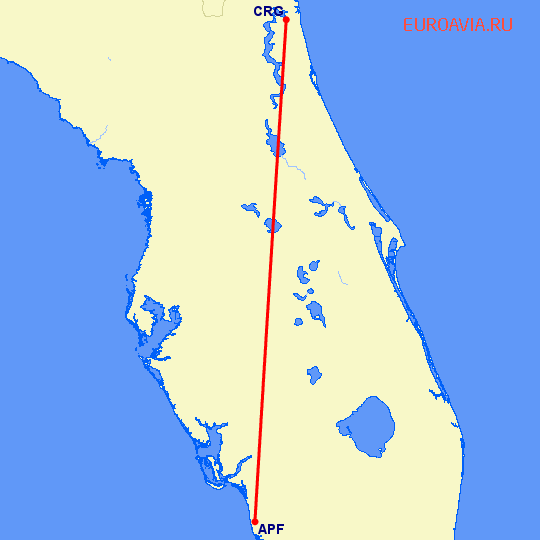 перелет Неаполь — Jacksonville на карте
