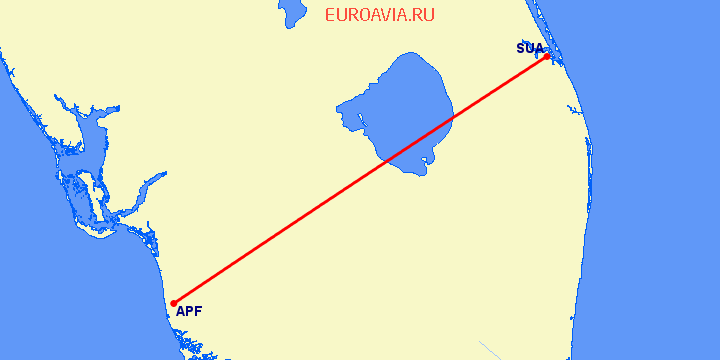 перелет Неаполь — Stuart на карте
