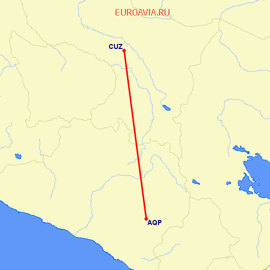 перелет Арекуипа — Куско на карте