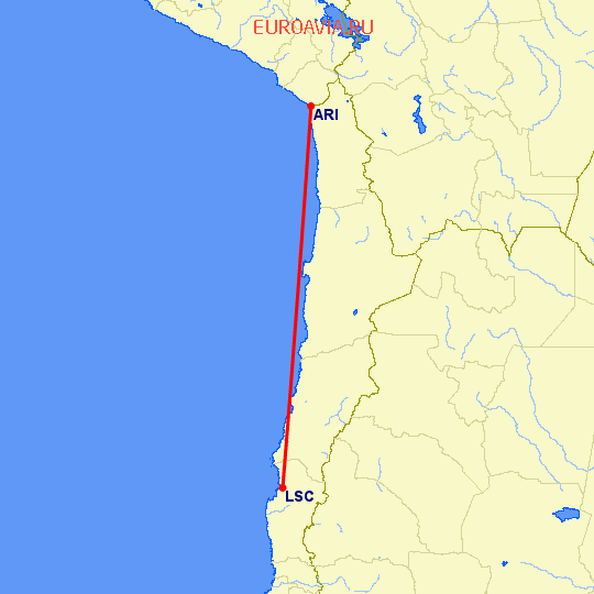 перелет Арика — Ла Серена на карте