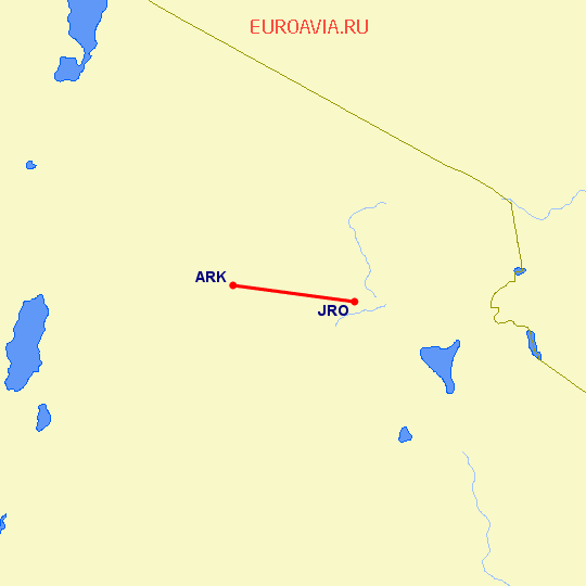 перелет Аруша — Килиманджаро на карте