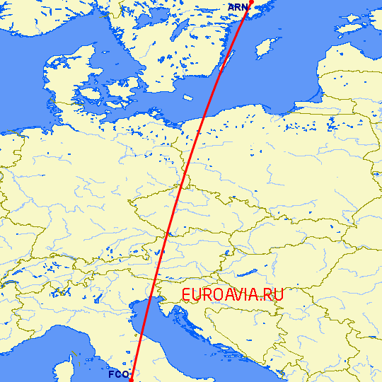 перелет Стокгольм — Рим на карте