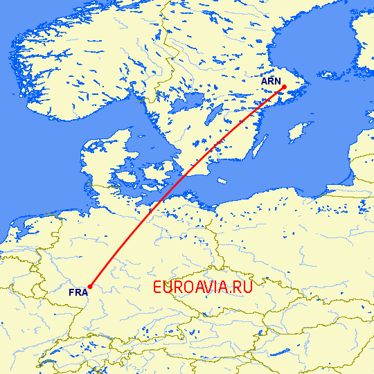 перелет Стокгольм — Франкфурт на Майне на карте