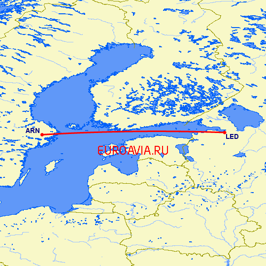перелет Стокгольм — Санкт Петербург на карте