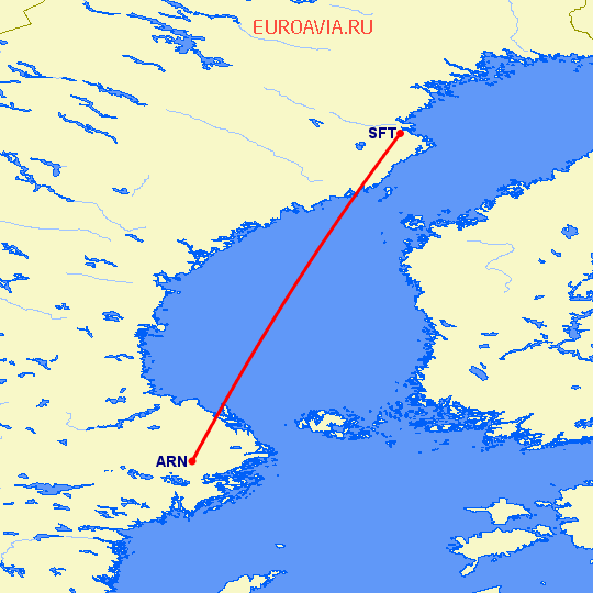 перелет Стокгольм — Шеллефтео на карте