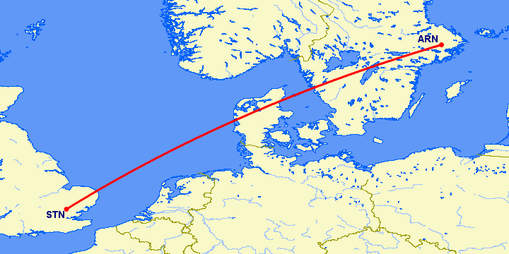 перелет Стокгольм — Лондон на карте