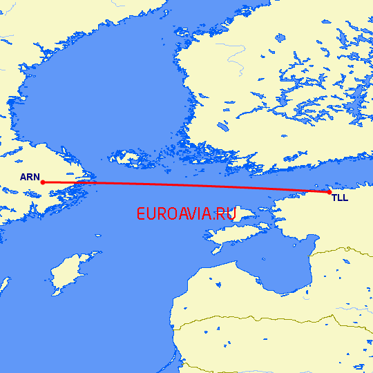 перелет Стокгольм — Таллин на карте
