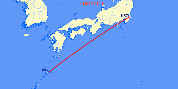 перелет Амами О Сима — Токио на карте