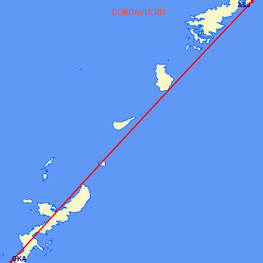 перелет Амами О Сима — Окинава на карте