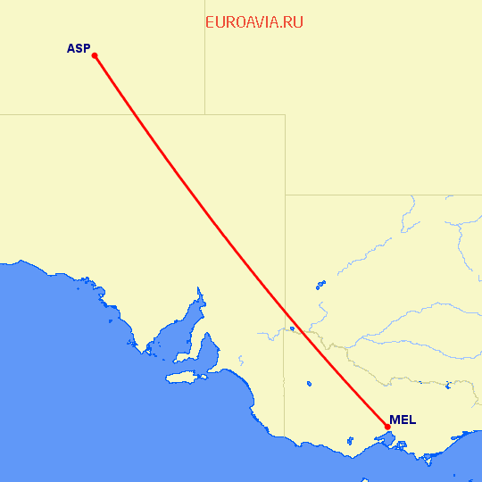 перелет Элис Спрингз — Мельбурн на карте
