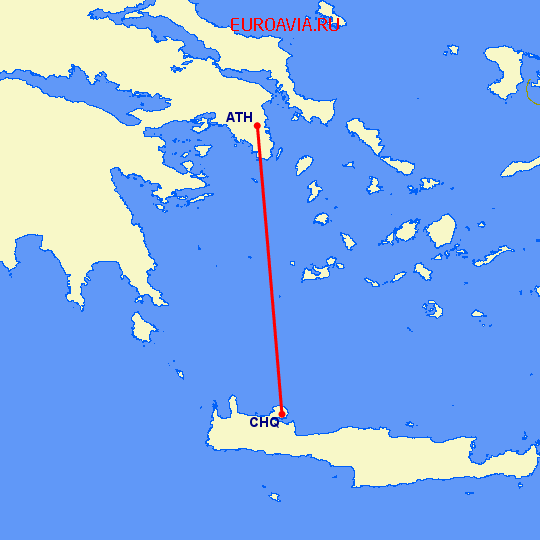 перелет Афины — Chania на карте
