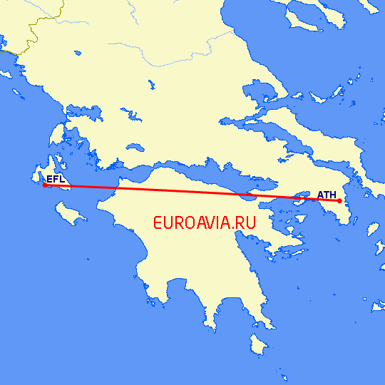 перелет Афины — Кефалония на карте