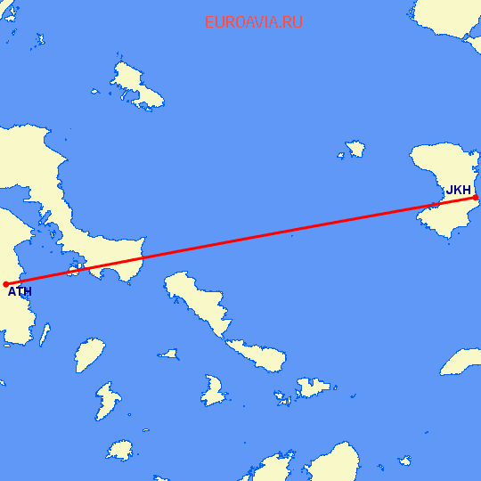 перелет Афины — Чиос на карте