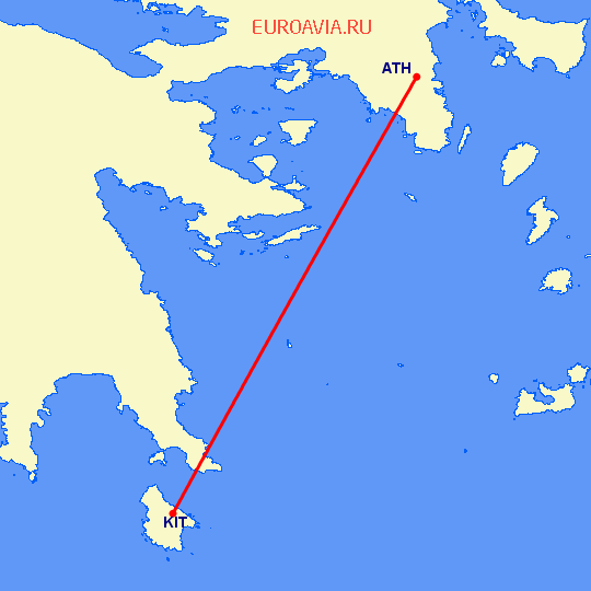 перелет Афины — Китира на карте