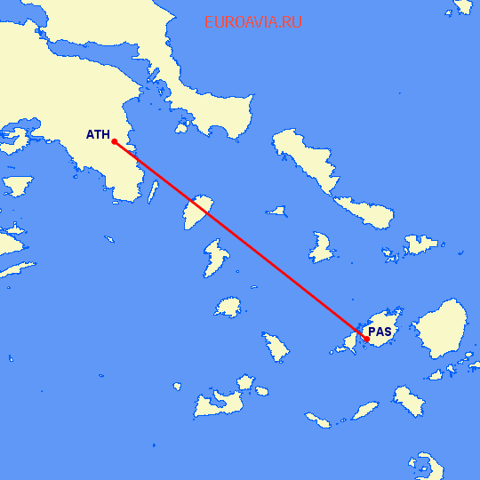 перелет Афины — Парос на карте