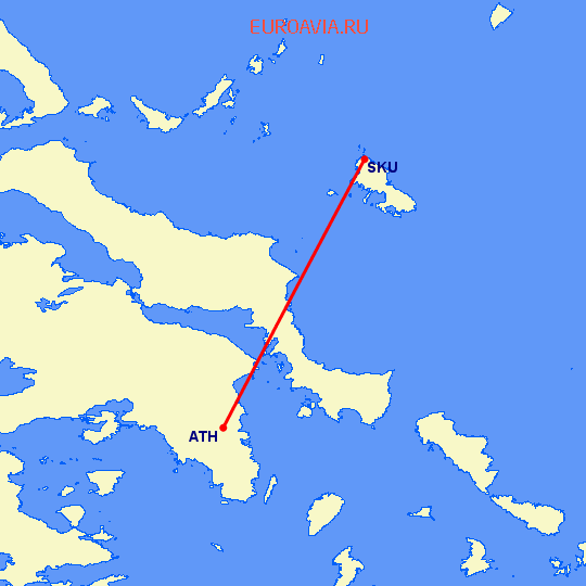 перелет Афины — Скирос на карте