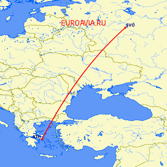 перелет Афины — Москва на карте