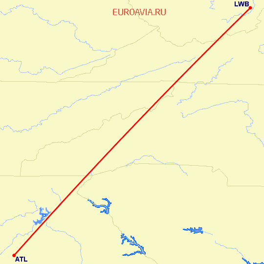 перелет Атланта — Lewisburg на карте