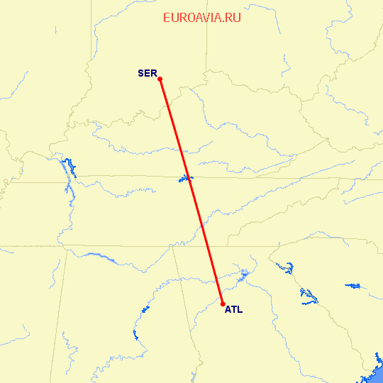 перелет Атланта — Seymour на карте