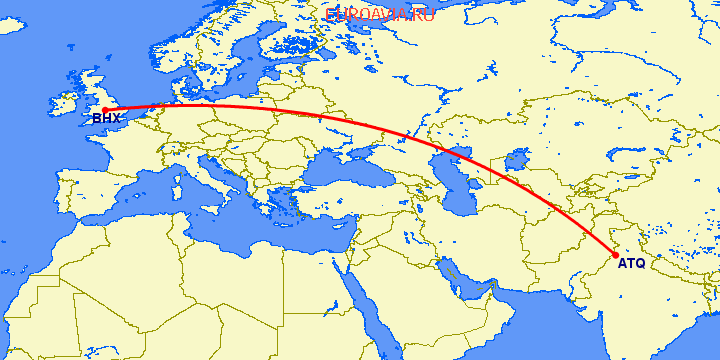 перелет Амритсар — Бирмингем на карте