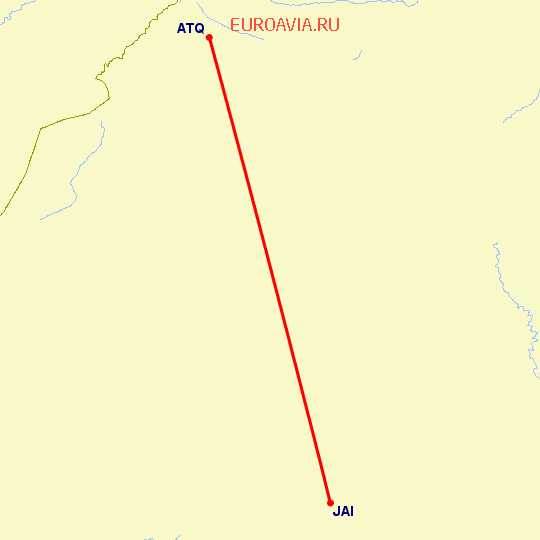 перелет Амритсар — Джайпур на карте