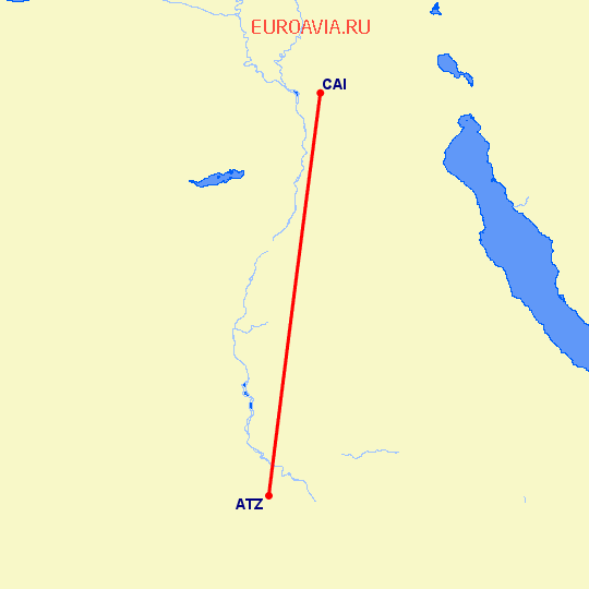 перелет Асьют — Каир на карте