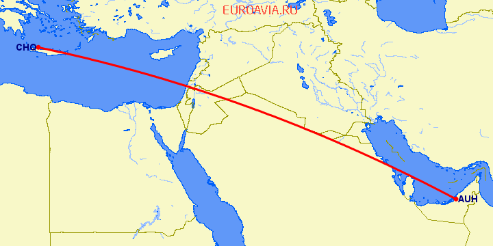 перелет Абу Даби — Chania на карте