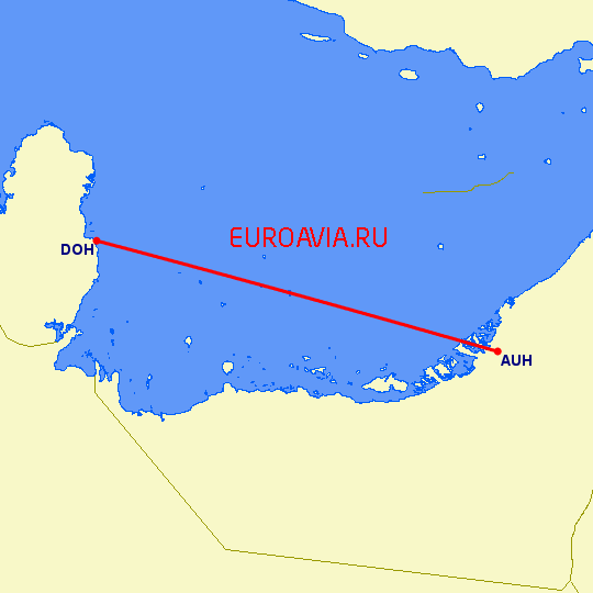 перелет Абу Даби — Доха на карте