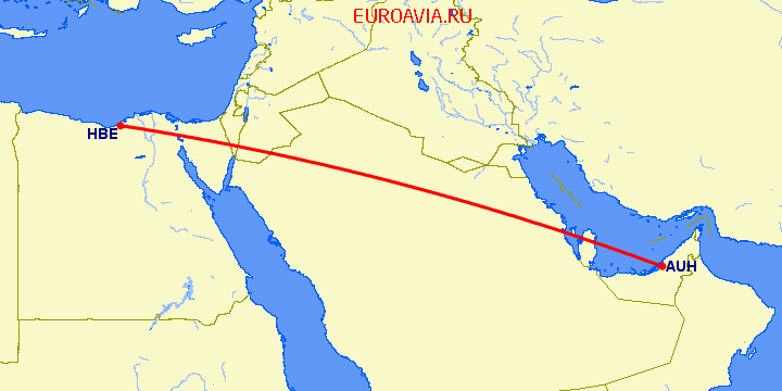 перелет Абу Даби — Александрия на карте